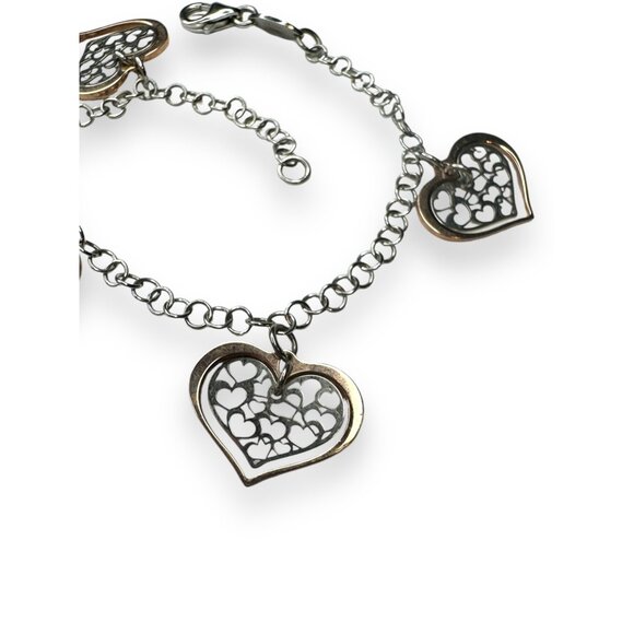 Nomination Sterling Silver Heart Charm Bracelet With Rose Gold Overlay 7.5" - Picture 4 of 10